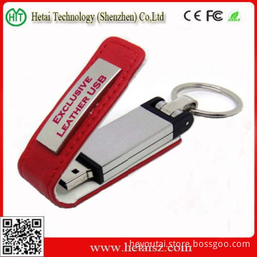 Bulk Leather Material Custom USB Flash Drive with CE/FCC/RoHS Approved